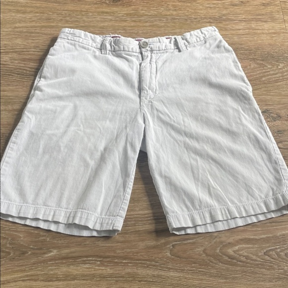 Men's Izod size 30 Gray White Pinstripe Spring Flat Front Summer Casual Shorts